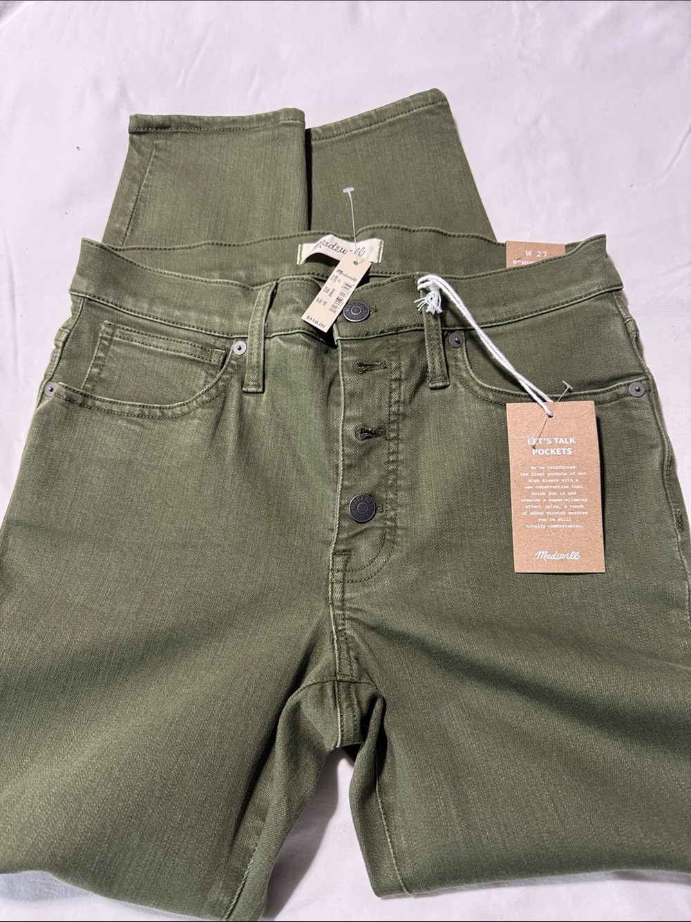Madewell Olive Green Cropped Ankle Jeans